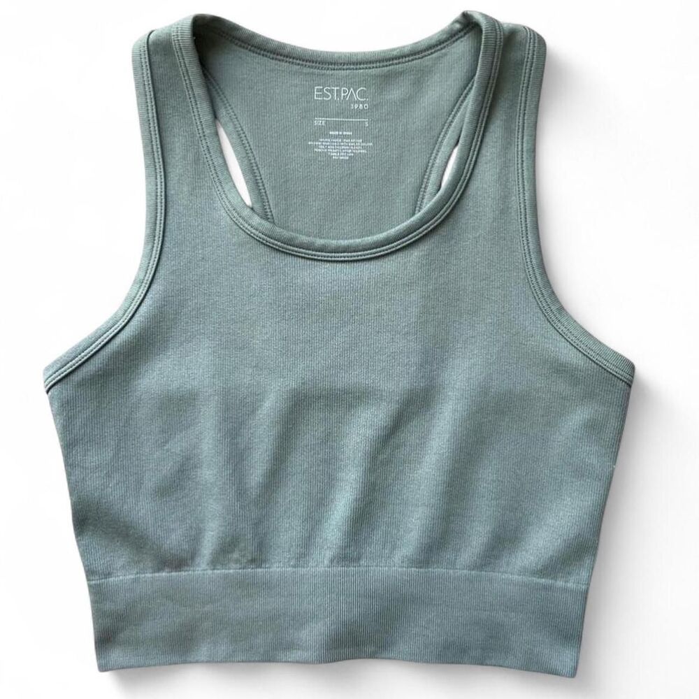 Sage Green Racerback Tank Top Ribbed Womenโs Small